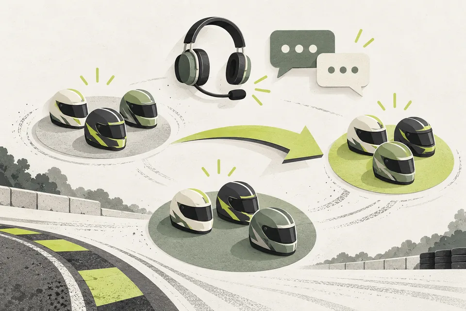 Illustration of driver groups, voice communication and chat calls.