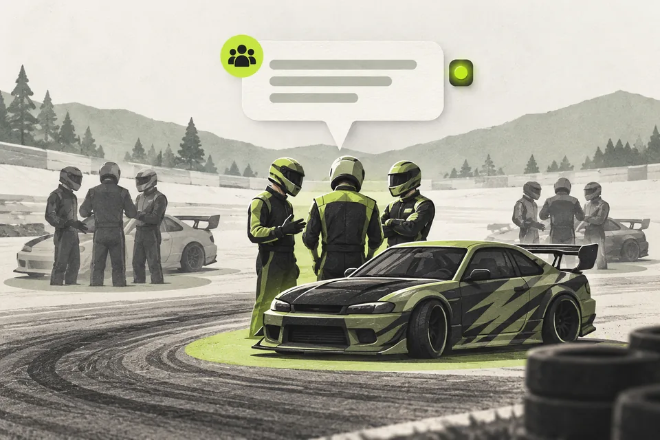 Illustration of a text announcement directed to one selected driver group.