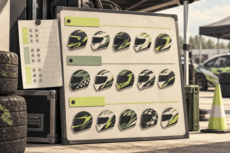 Illustration of driver role badges organized into qualifying and battle groups.