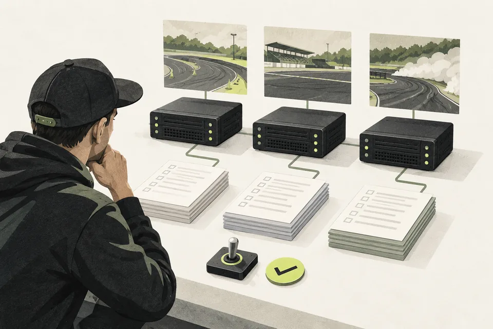 Illustration of server units and prepared entry lists.