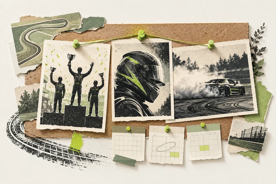 Illustration of result, driver and video assets arranged into a sharing plan.